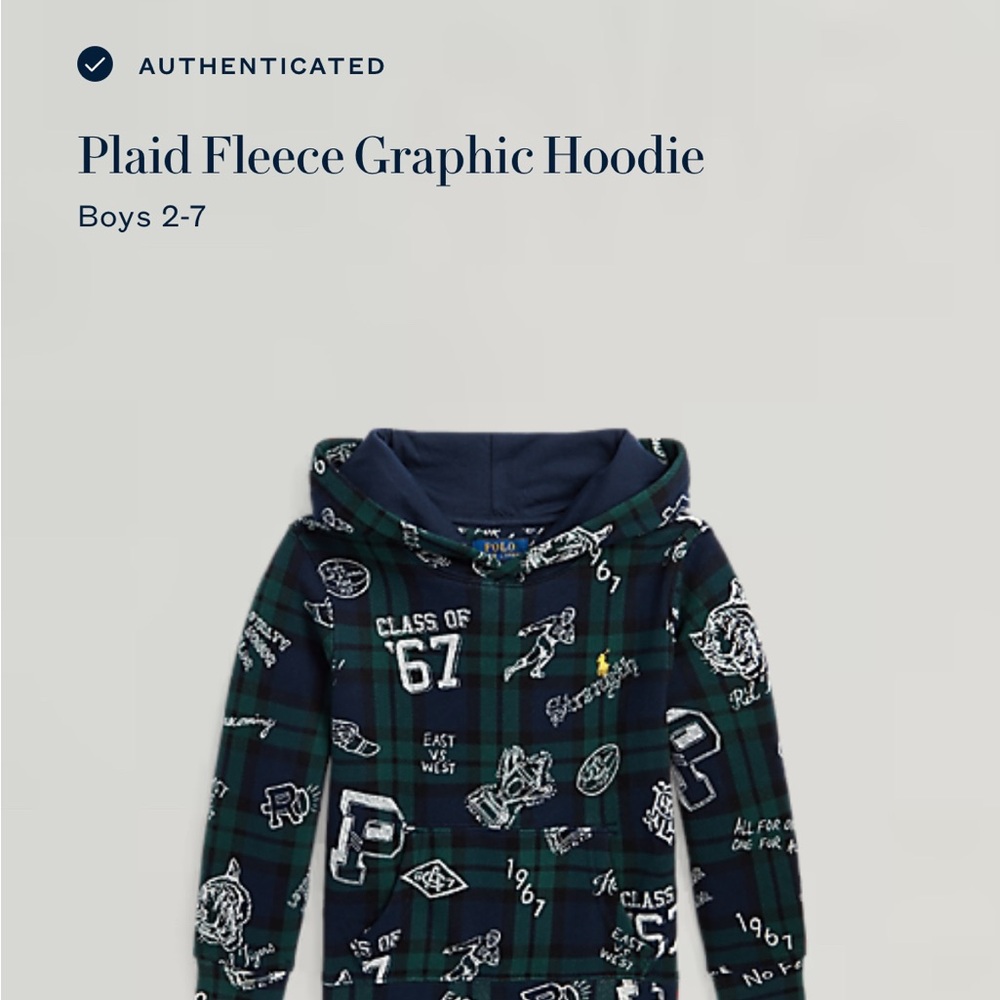 Polo by Ralph Lauren Green and Blue Fleece Graphic Hoodie